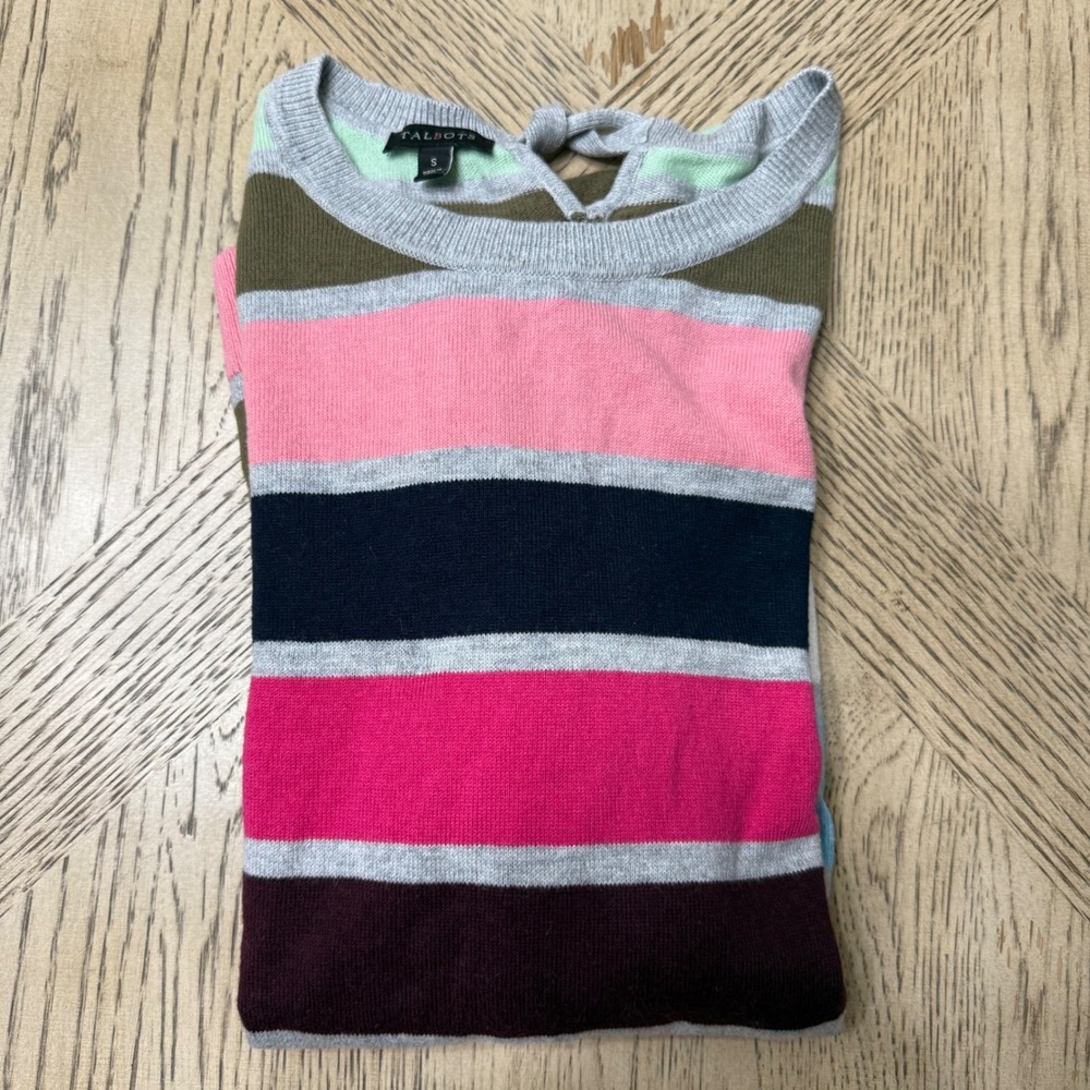 Talbots women's‎ size Small Multicolor Striped Tie Back Sweater